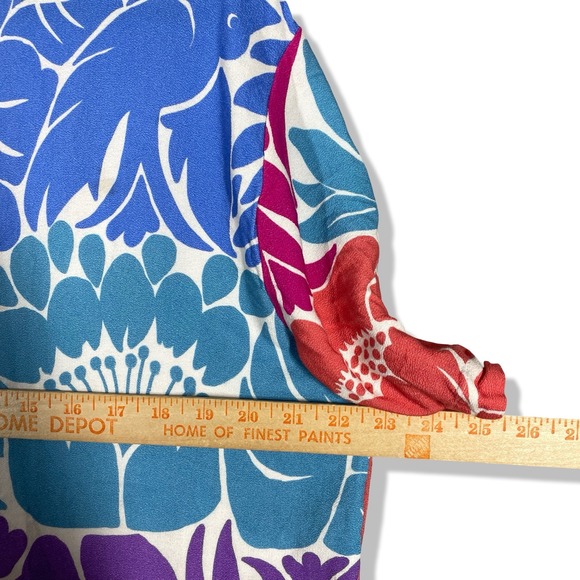 Farm Rio Floral Bird Button Up Shirt Oversized Women L Bohemian Resortwear Beach - Picture 6 of 9